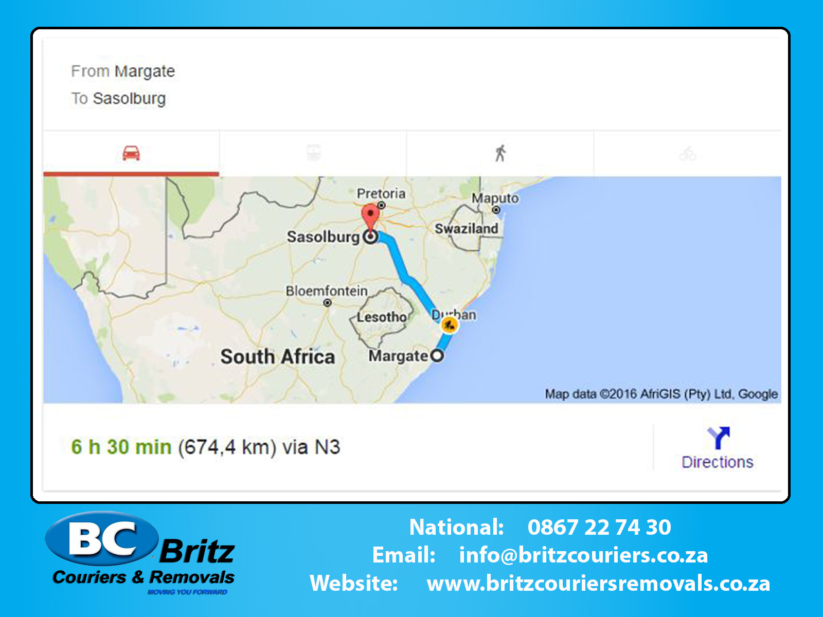 Furniture Removals Margate to Sasolburg