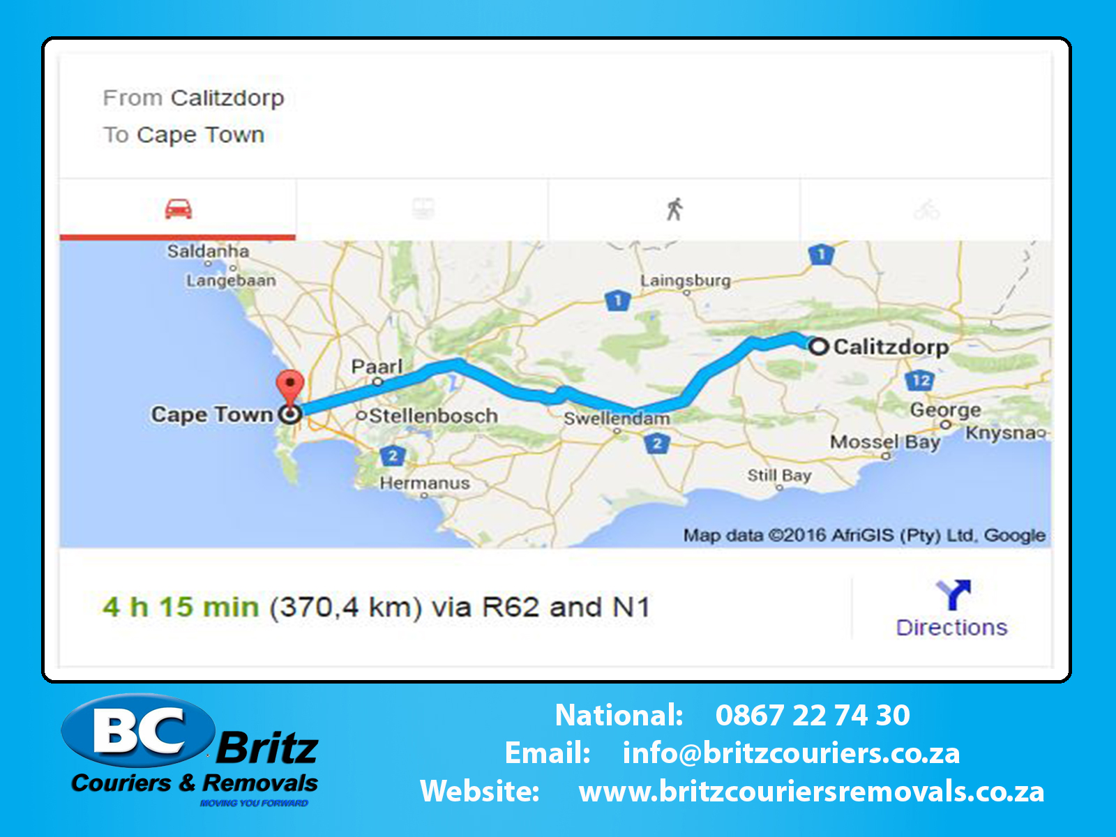 Furniture Removals Calitzdorp to Cape Town