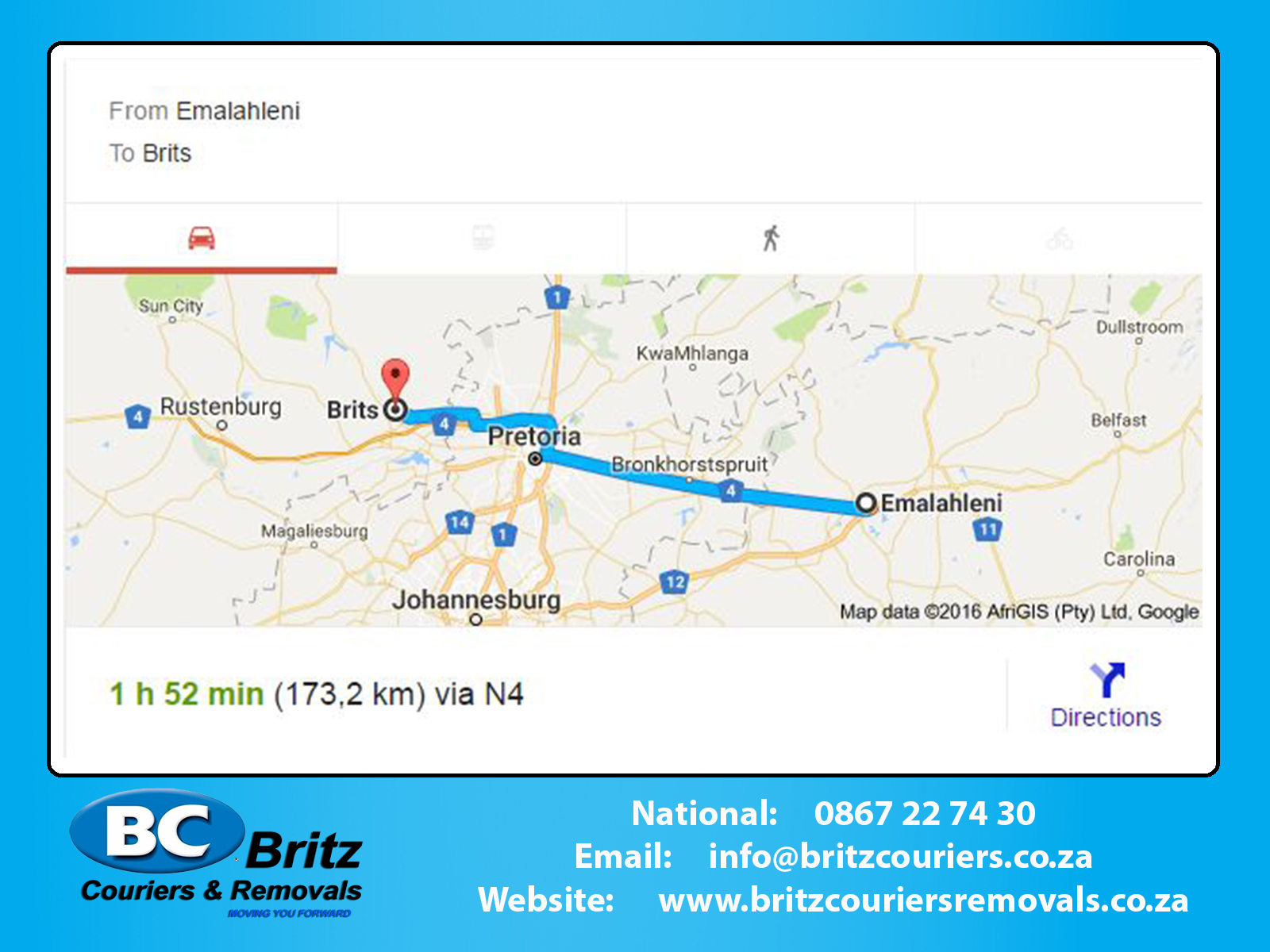 Furniture Removals Witbank to Brits