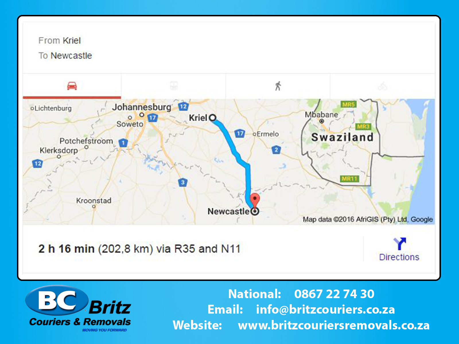 Furniture Removals Kriel to Newcastle