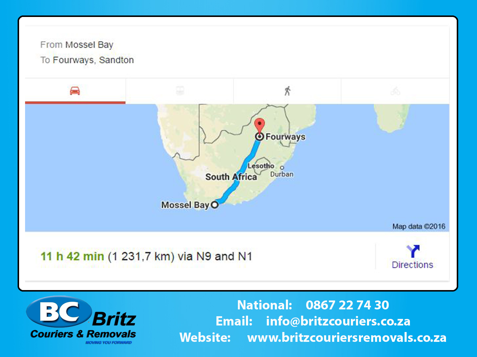 Furniture Removals Mosselbay to Fourways