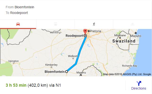 Bloemfontein to Roodepoort