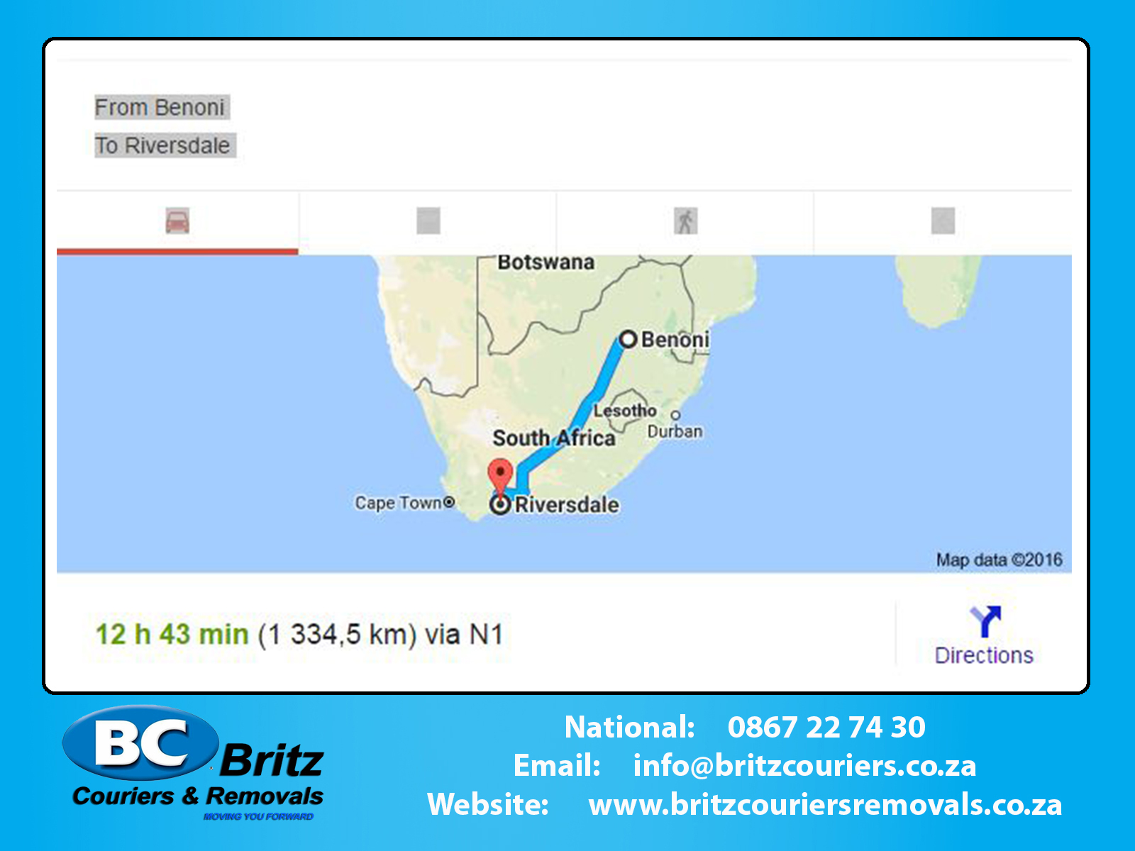 Furniture Removals Benoni to Riversdale