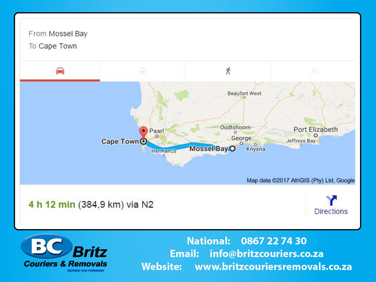Furniture Removals Mosselbay to Cape Town