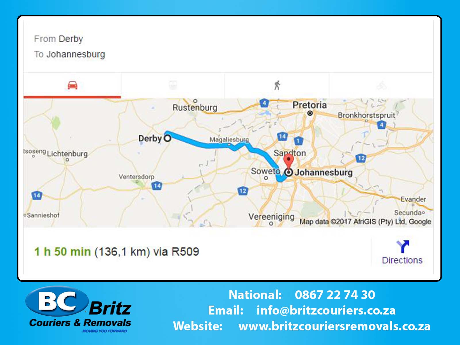 Furniture Removals Derby to Johannesburg